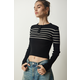 Happiness Istanbul Womens Black Cream Buttoned Collar Ribbed Crop Knitwear Blouse