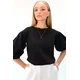 Trend Alacati Stili Ženska bluza sa 3/4 rukavima Alc-X13483, Okrugli izrez, Crna