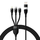 shumee Kabel 4-v-1 USB+USB-C na USB-C/iPhone Lightning/micro USB 1,2 m - črn