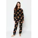 Trendyol Black 100% Cotton Teddy Bear Patterned T-shirt-Jogger Knitted Pajamas Set