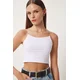 Happiness Istanbul Womens White Knitted Bustier with Thread Straps
