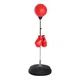 HOMCOM Talni boksarski balon z nastavljivo višino z boksarskimi rokavicami in polnilno bazo, talna boksarska vreča iz umetnega usnja, plastike in jekla, 43x43x126-144 cm, rdeča