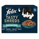 Felix Tasty Shreds većice 24 x 80 g - Raznolikost okusa iz vode (losos, bakalar, tuna, riba list)