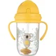 Canpol babies Skodelica za nedoseganje s slamico in utežjo Eksotične živali 270 ml rumena, 6m+