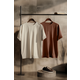 Trendyol Brown-Stone Oversize 2-Pack Basic 100% Cotton T-Shirt