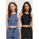 Womens Cropped Rib Top - 2 Pack Blue+Black