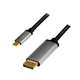 Kabel USB-C => DisplayPort 1,80m 4K podpira Thunderbolt 3 alu črno siv LogiLink (CUA0100)