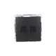 Simon Basic računalniška vtičnica RJ45, kat. 6, dvojna z zaščito pred prahom (modul) črne barve BM62.01/49