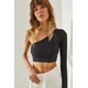 Bianco Lucci Womens Long One Shoulder Crop Blouse