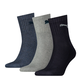 PUMA Short Crew Socks Unisex (3-Pack), Clothing, Navy/Grey/Nightshadow Blue, 39-42