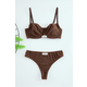 Trendyol Brown Ribbed Label Detailed Capless Knitted Underwear Set