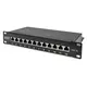CAT 6A Patch Panel, shielded,12-Port label field, 1U, 10 rack mount, black RAL 9005
