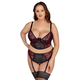 Cottelli Curves Longline Bra & Suspender Thong 2-Tone Lace Set 2214474 Black 85C/L