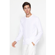 Trendyol White Basic Regular/Real Fit Crew Neck Long Sleeve 100% Cotton T-Shirt