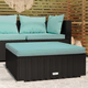 Greatstore Vrtni stolček za noge z blazino črn 70x70x30 cm poli ratan