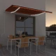 vidaXL Avtomatska tenda LED + senzor 450x300 cm oranžno/rjava