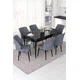 Hanah Home Set Trpezarijski sto i 6 stolica Nef, Sivo-crni