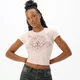 Cropp - Majica s printom - pastelno pink