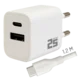 REDLINE Punjač sa USB-C kablom, 1 x USB-A, 1 x USB-C, brzi, 25W - PQ256AC+CC1.2M60W