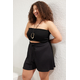 Trendyol Curve Black Elastic Waist Plus Size Knitted Shorts