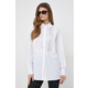 Pamučna košulja Karl Lagerfeld za žene, boja: bijela, relaxed, s klasičnim ovratnikom