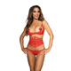 Axami Set V-9771 Bra, Garter Belt & String Red M