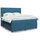 VIDAXL boxspring postelja z vzmetnico (180x200cm, žamet), temno modra