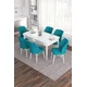 Hanah Home Set Trpezarijski sto i 6 stolica Eva, Tirkizno-beli