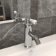 vidaXL Kopalniška armatura za umivalnik nikelj 130x180 mm