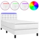 Krevet box spring s madracem LED bijeli 100x200 cm umjetna koža