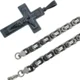 Moška ogrlica RE - 38737 - Črna / Srebrna / 70cm KP38737