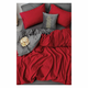 Crveno-siva pamučna posteljina za bračni krevet/s produženom plahtom 200x220 cm - Mila Home