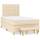 Vidaxl Box spring postelja z vzmetnico krem 120x190 cm blago