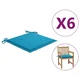 shumee vidaXL Blazine za vrtne stole, 6 kosov, modre, 50x50x4 cm
