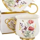 Velika porcelanasta skodelica s cvetjem, skodelica za kavo, skodelica za čaj, 450 ml, v škatli