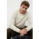 Trendyol Ecru Slim Crew Neck Textured Knitwear Sweater