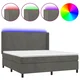 Vidaxl Box spring postelja z vzmetnico LED temno siva 180x200 cm žamet