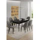 HANAH HOME Rasklopivi trpezarijski sto i stolice (7 delova) Enya Black Marble Grey