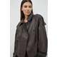 Kožna jakna Herskind Luelle za žene, boja: smeđa, za prijelazno razdoblje, oversize, 5154131