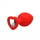 Srednji crveni silikonski analni dildo srce sa dijamantom | Size M