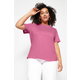 Trendyol Curve Pale Pink Regular Fit Basic Crew Neck 100% Cotton Knitted Plus Size T-Shirt