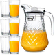 shumee Steklen vrč s pokrovom 1,4 l + 6 kozarcev 200 ml