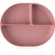 PETITE&MARS Silikonski ovalni krožnik s predelki in vakuumom 6 m+ Take&Match, Dusty Rose