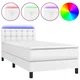 Vidaxl Box spring postelja z vzmetnico LED bel 90x190 cm umetno usnje