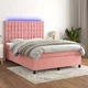 Vidaxl Box spring postelja z vzmetnico LED roza 80x200 cm žamet