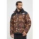 Pernata jakna The North Face za muškarce, boja: smeđa, za zimu, oversize