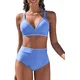 UMIPUBO dvodelne push-up kopalke z visokim pasom - Modra, S