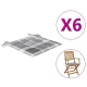 Vidaxl Blazine za vrtne stole 6 kosov sive karo 40x40x3 cm oxford