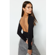 Trendyol Black Deep V-Necklace Fitted/Simple Cotton Stretch Knitted Blouse