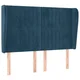 Vidaxl Vzglavje z ušesi temno modra 147x23x118/128 cm žamet